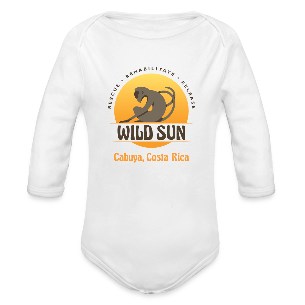 Wild Sun Organic Long Sleeve Baby Bodysuit Color Logo - white