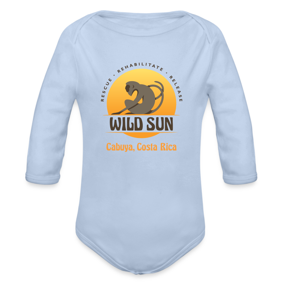 Wild Sun Organic Long Sleeve Baby Bodysuit Color Logo - sky