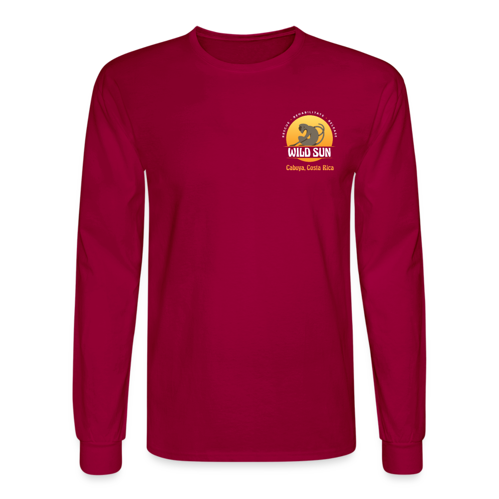 Wild Sun Men's Long Sleeve T-Shirt Color Logo - dark red