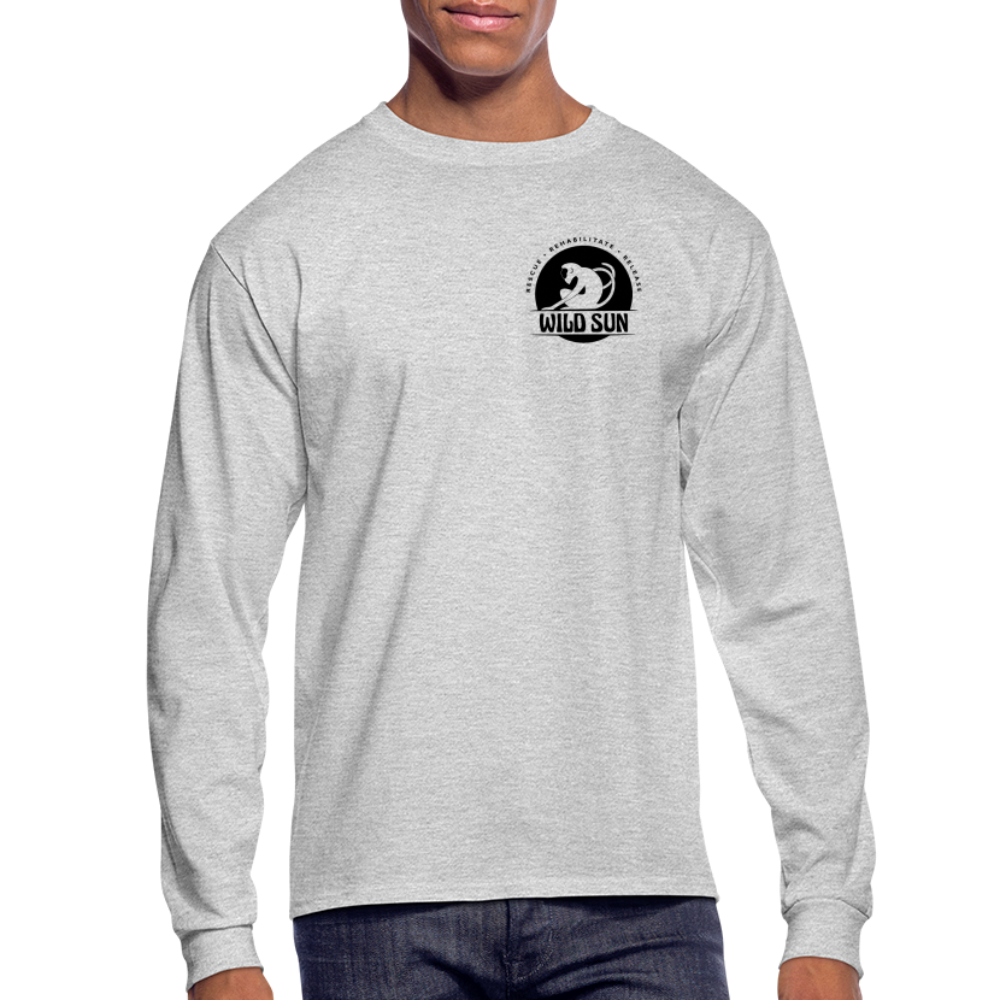 Wild Sun Men's Long Sleeve T-Shirt Black Logo - heather gray