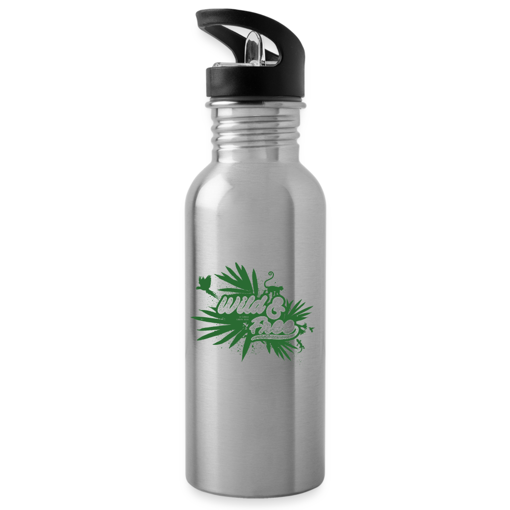 Wild & Free Water Bottle Green - silver