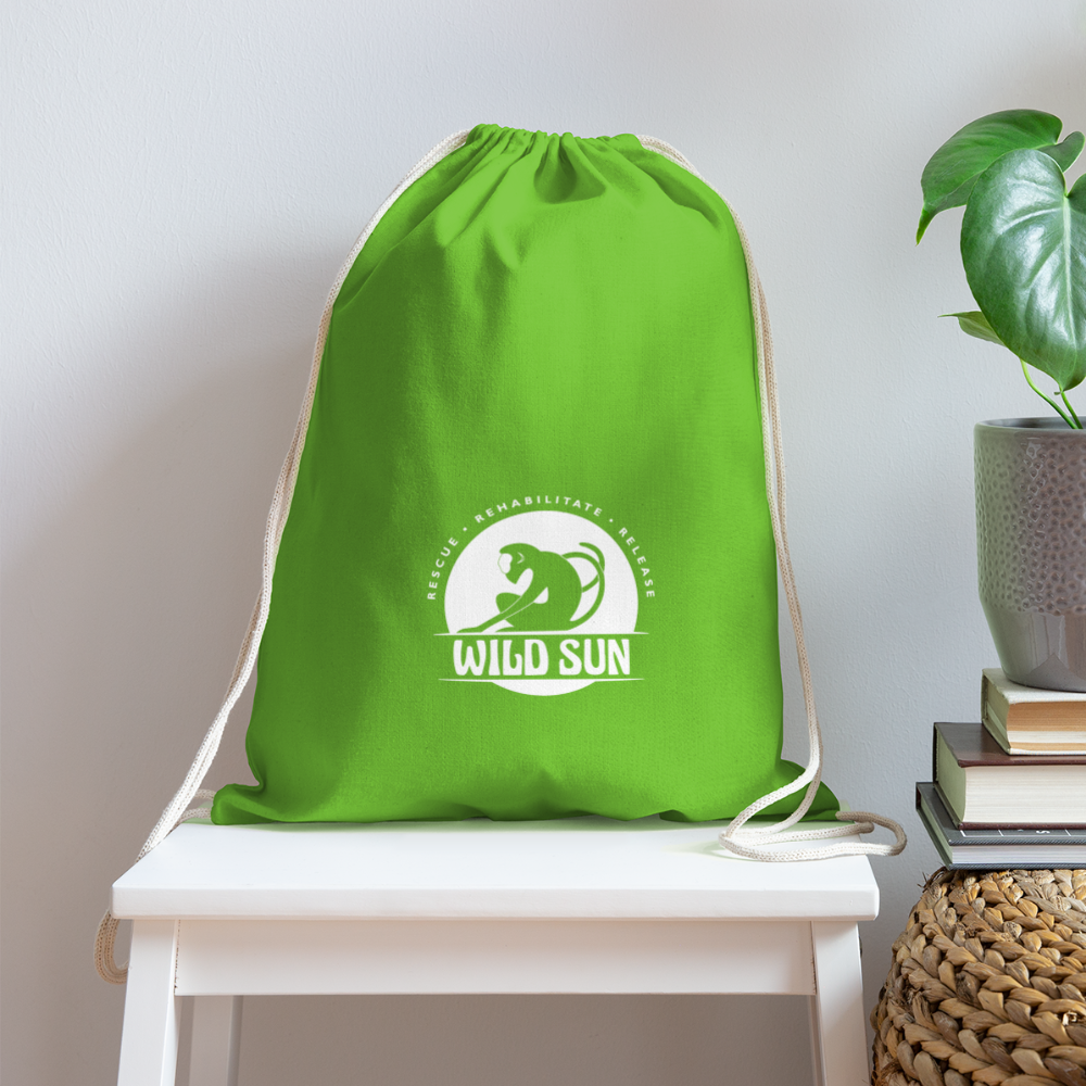 Wild Sun Cotton Drawstring Bag White Logo - clover