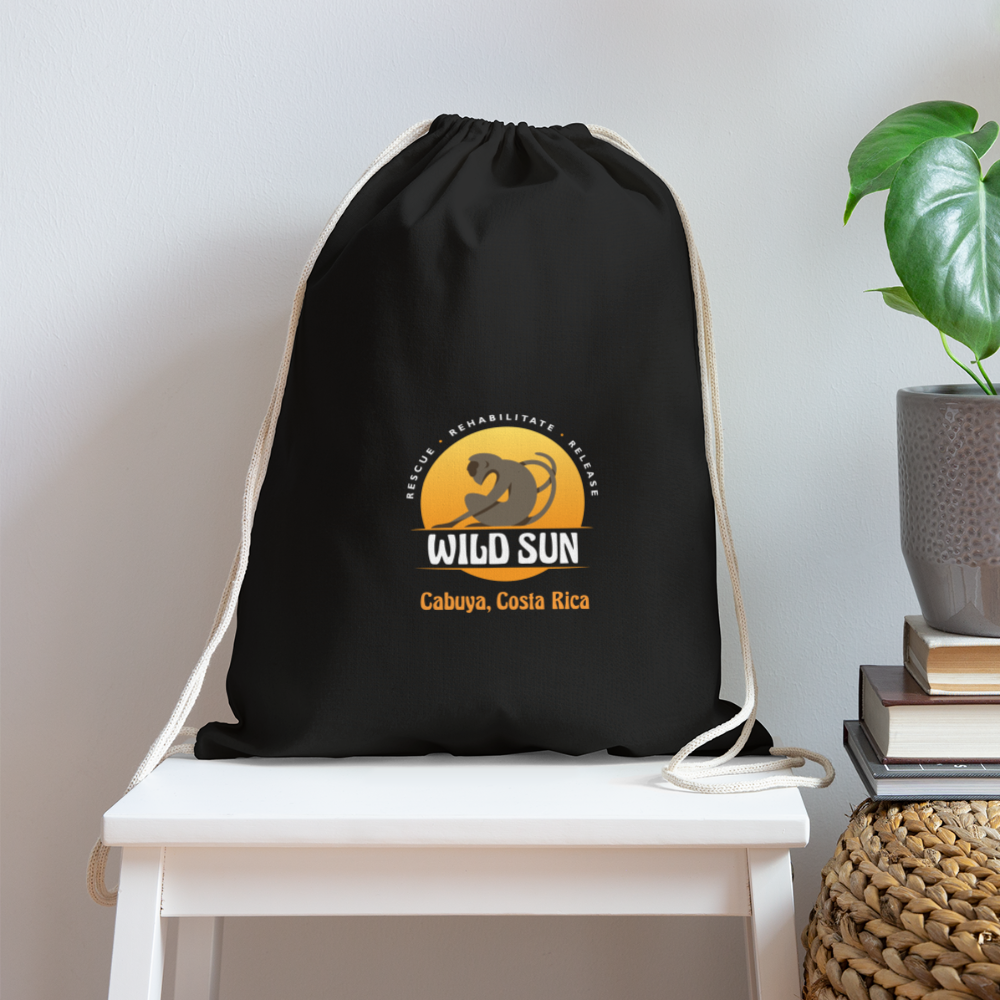 Wild Sun Cotton Drawstring Bag Color Logo - black