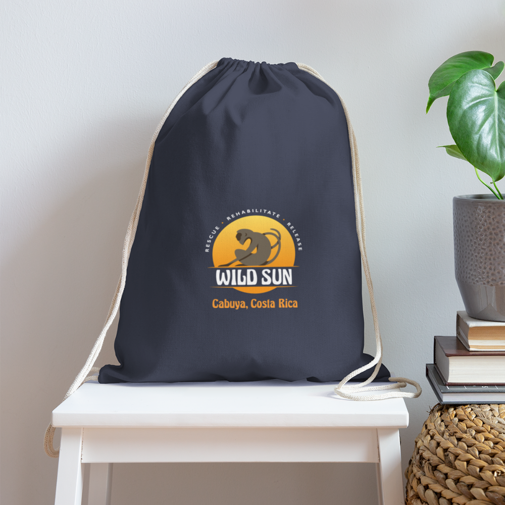 Wild Sun Cotton Drawstring Bag Color Logo - navy