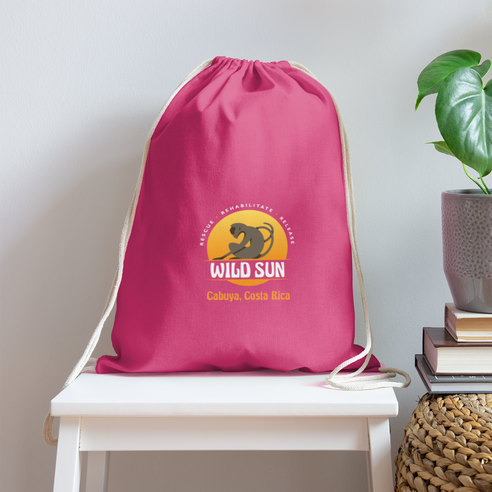 Wild Sun Cotton Drawstring Bag Color Logo - pink