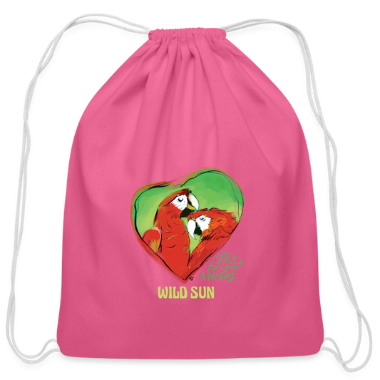 Great Macaws Cotton Drawstring Bag - pink