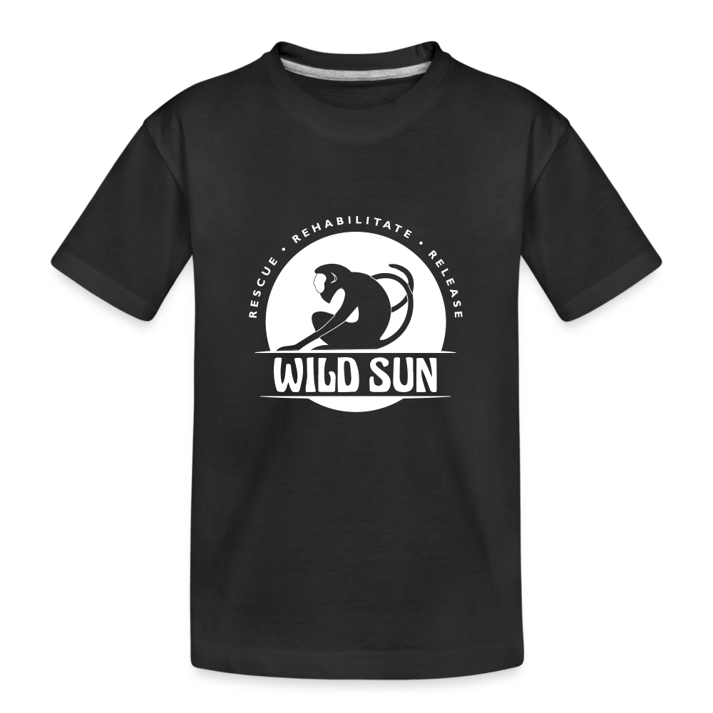 Wild Sun Toddler Premium Organic T-Shirt White Logo - black