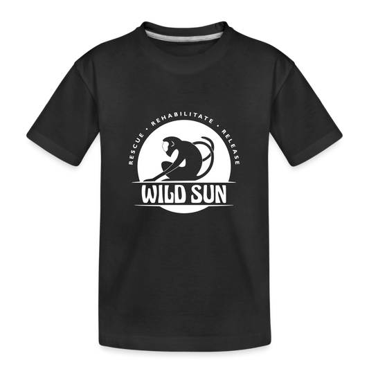 Wild Sun Toddler Premium Organic T-Shirt White Logo - black