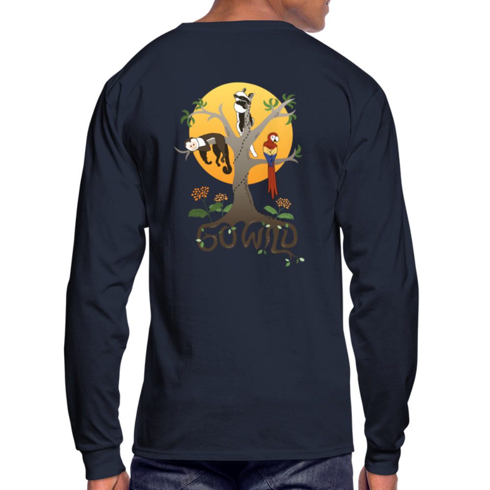 Go Wild Men's Long Sleeve T-Shirt Color Logo - navy