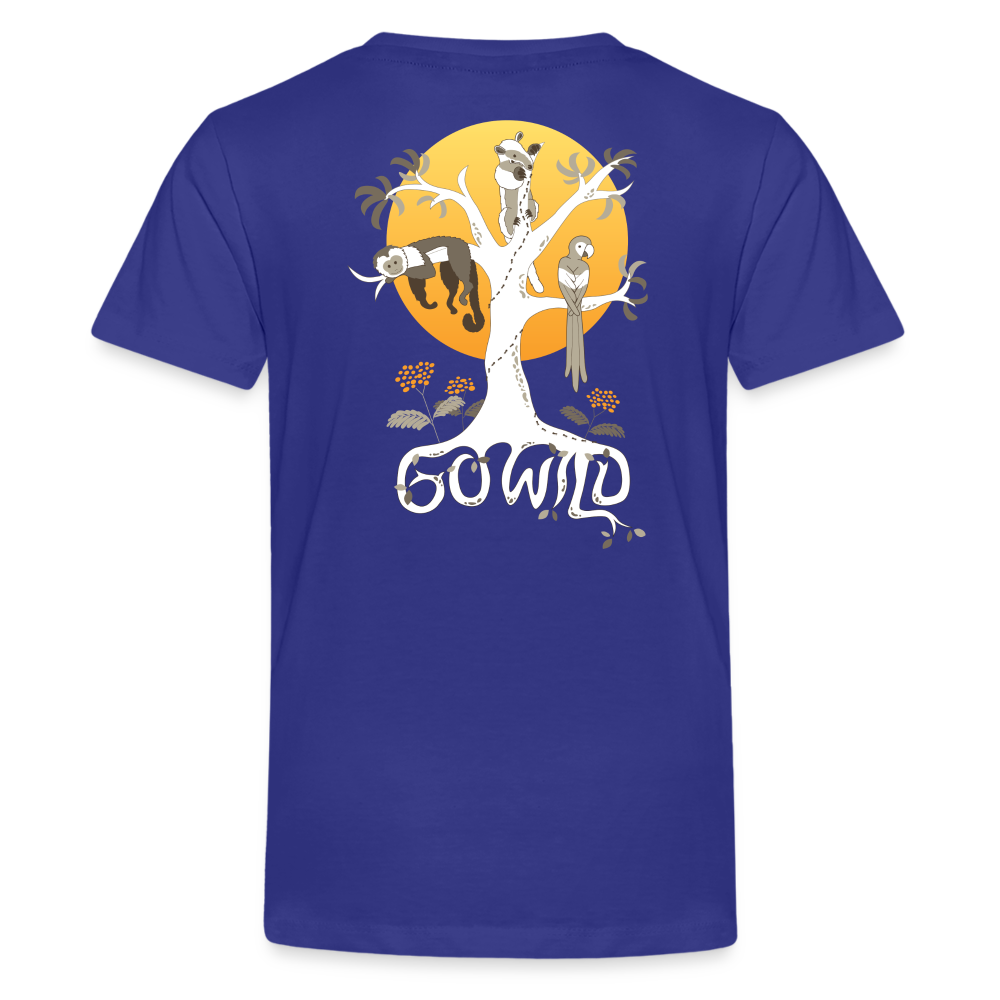 Go Wild Kids' Premium T-Shirt White Graphic - royal blue