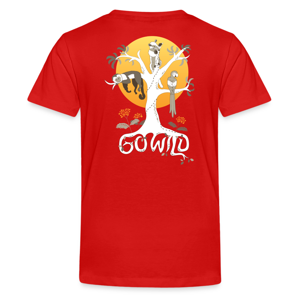 Go Wild Kids' Premium T-Shirt White Graphic - red