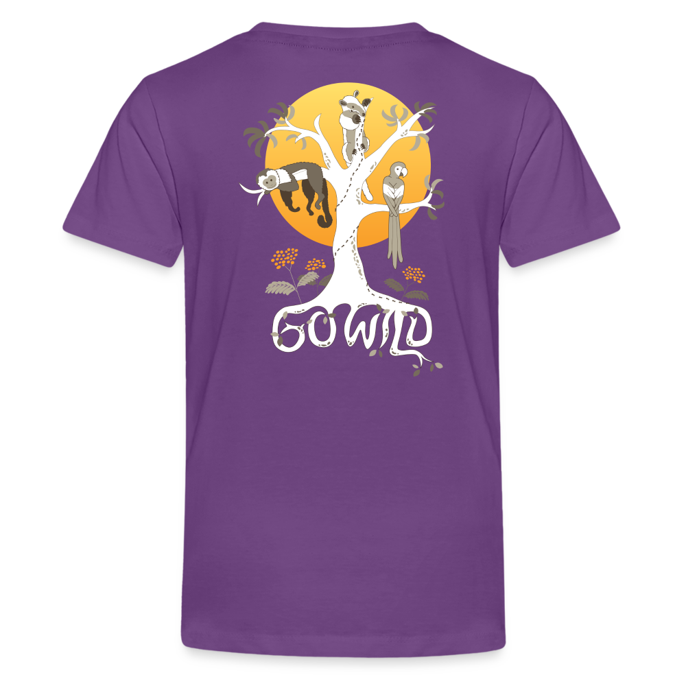 Go Wild Kids' Premium T-Shirt White Graphic - purple