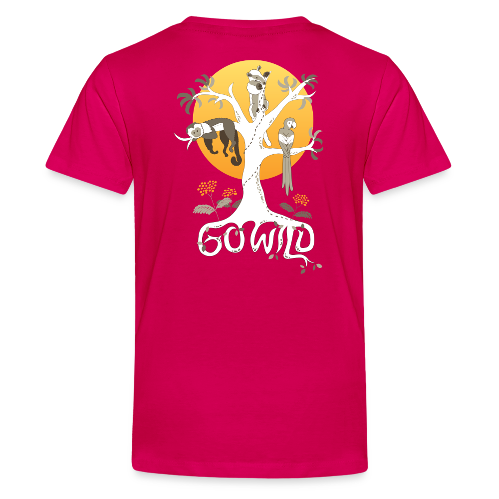 Go Wild Kids' Premium T-Shirt White Graphic - dark pink