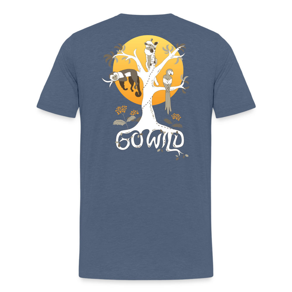 Go Wild Kids' Premium T-Shirt White Graphic - heather blue