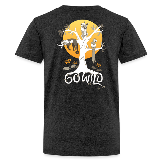 Go Wild Kids' Premium T-Shirt White Graphic - charcoal grey