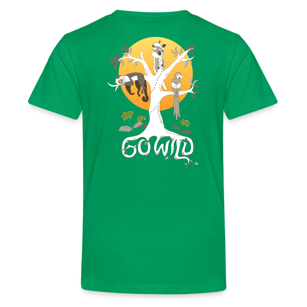 Go Wild Kids' Premium T-Shirt White Graphic - kelly green