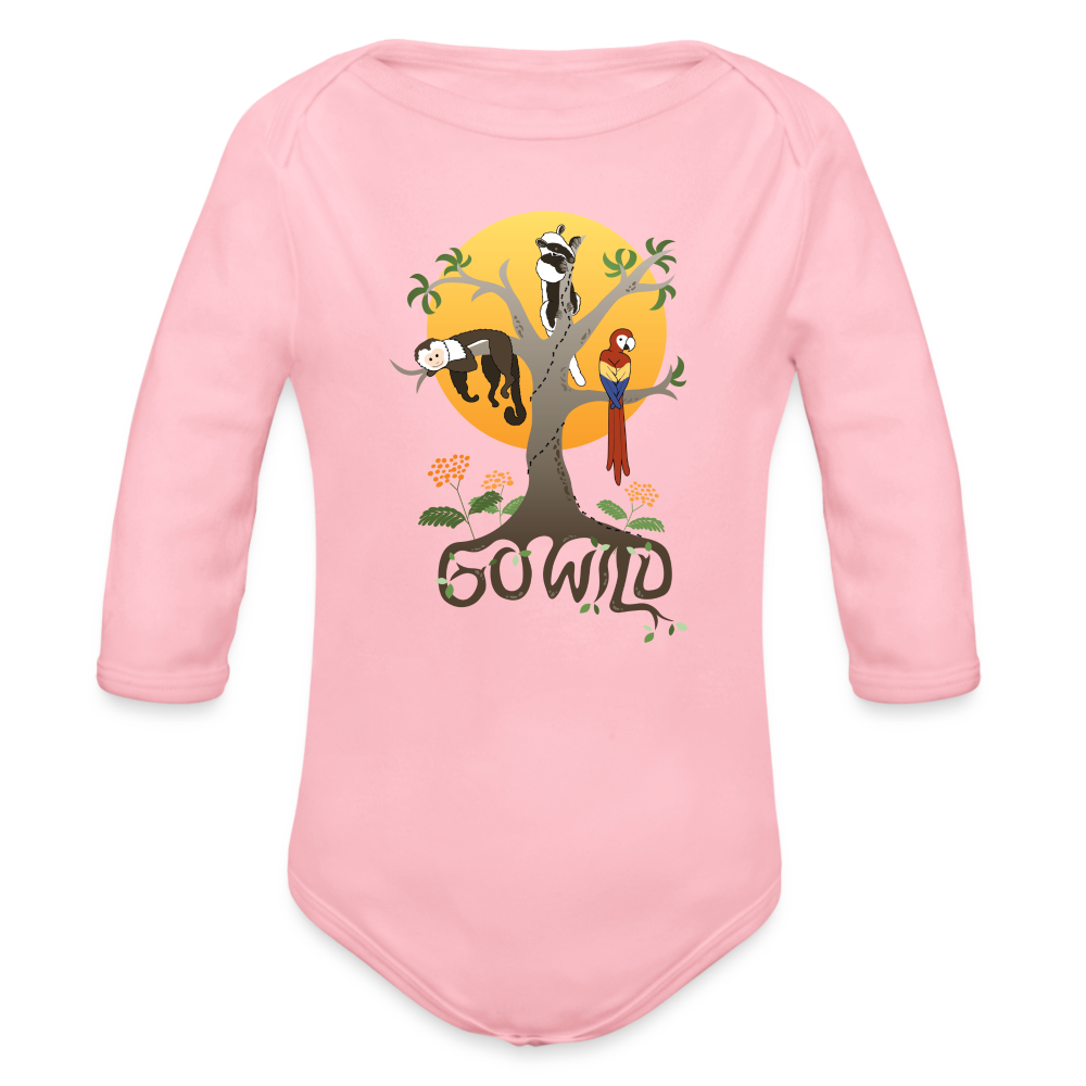 Go Wild Organic Long Sleeve Baby Bodysuit - light pink