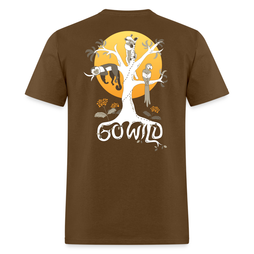 Go Wild Unisex Classic T-Shirt White Graphic - brown