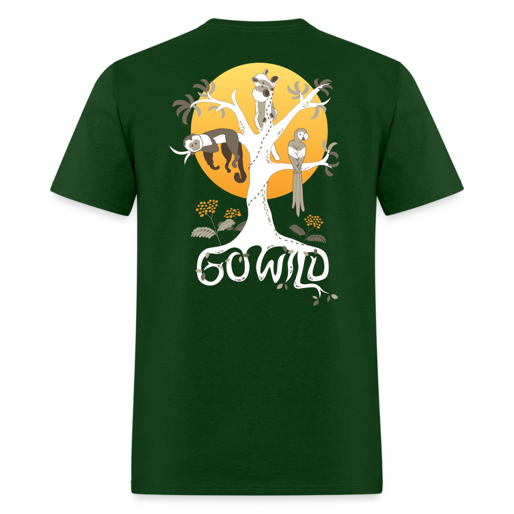 Go Wild Unisex Classic T-Shirt White Graphic - forest green